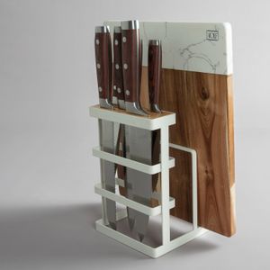 Set de cuchillos profesionales mango madera con tabla y soporte