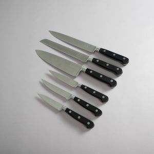 Set de cuchillos profesionales mango negro con taco