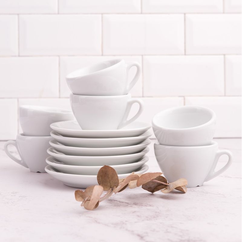 SET X 6 TAZAS DE CAFE DE PORCELANA CON PLATO