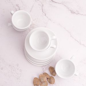 Taza de café con plato blanco 85 ml Como - Set x 6