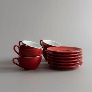 Taza de té con plato roja 162 ml Como - Set x 6