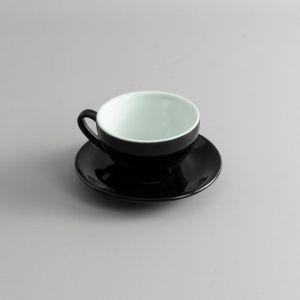 Tazón con plato 220 ml negro  Como - Set x 6