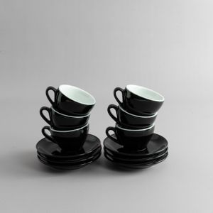 Taza de café con plato negro 85 ml Como - Set x 6