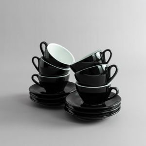 Taza de té con plato negro 162 ml Como - Set x 6