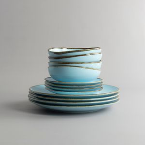Set de vajilla 12 piezas porcelana Blue Matte
