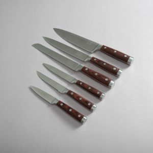 Set de cuchillos profesionales mango madera con taco