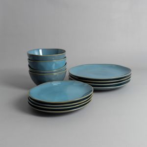 Set de vajilla 12 piezas porcelana Blue Sky Pizarra