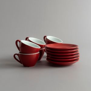Taza de café con plato roja 85 ml Como - Set x 6