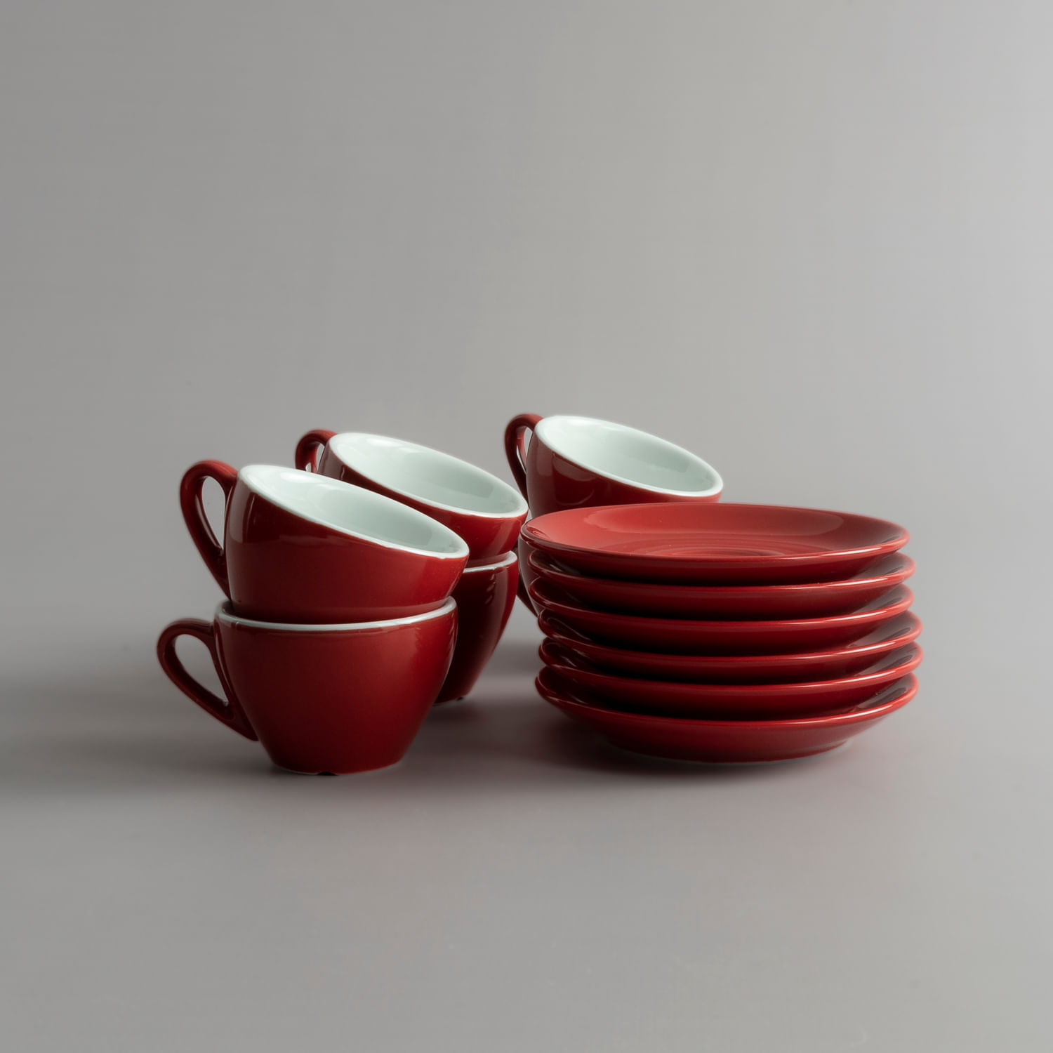 SET X 6 TAZAS DE CAFE DE PORCELANA CON PLATO