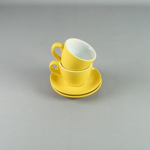 Tazón 250ml con plato 15cm Amarillo - Set x 2