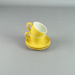 Taza Té 160ml con plato 14cm Amarillo - Set x 2