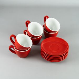 Taza Té 160ml con plato 14cm Rojo - Set x 6