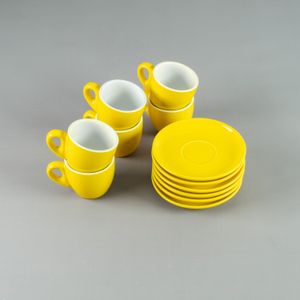 Taza Café 90ml con plato 11,5 cm Amarillo - Set x 6