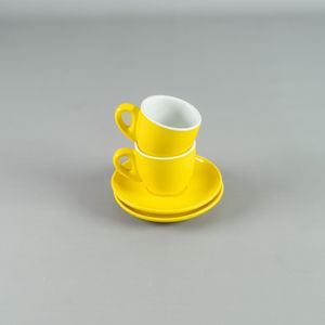 Taza Café 90ml con plato 11,5 cm Amarillo - Set x 2