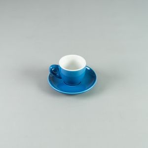 Taza Café 90ml con plato 11,5 cm Azul - Set x 6