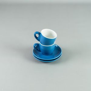 Taza Café 90ml con plato 11,5 cm Azul - Set x 2