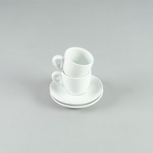 Taza Café 90ml con plato 11,5 cm Blanco - Set x 2