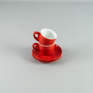 Taza Café 90ml con plato 11,5 cm Rojo - Set x 2