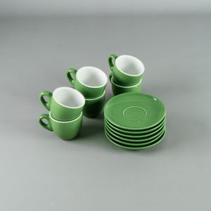 Taza Café 90ml con plato 11,5 cm Verde - Set x 6