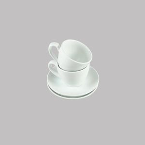 Taza Té 160ml con plato 14cm Blanco - Set x 2